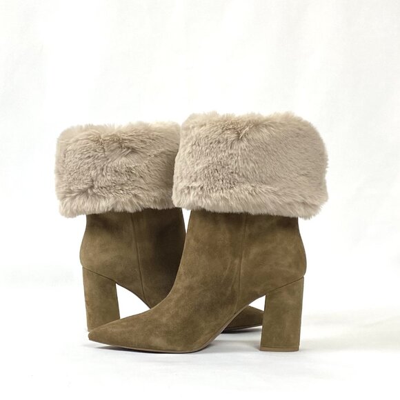 New Nine West Chrissa Dark Natural Suede Fur Cuffed Boot 8 & 10 - Picture 10 of 13